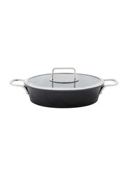 Serenk 22cm Excellence Granite Round Egg Pan with Glass Lid, Black/Silver
