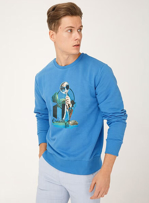 BiggDesign Nature King of the Forest Sweatshirt for Men, XL, Blue