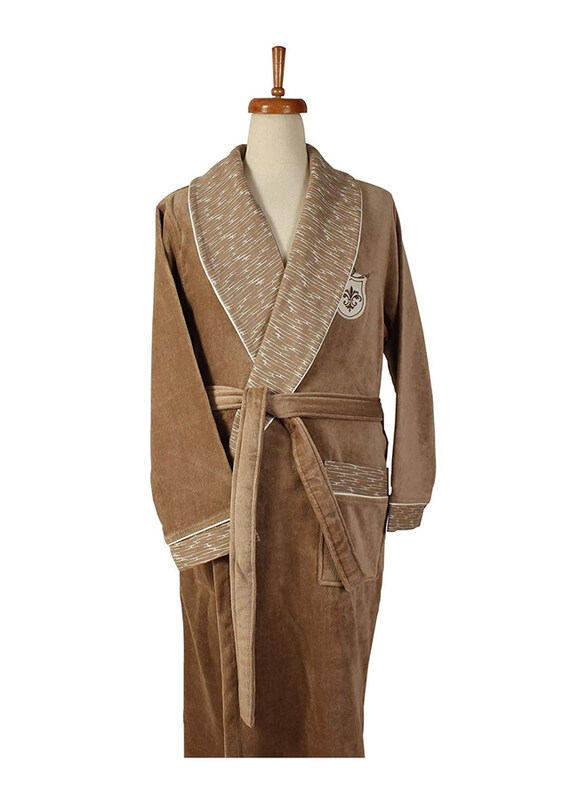 

Ecocotton Ekin Below Knee Bathrobe for Men, Double Extra Large, Brown