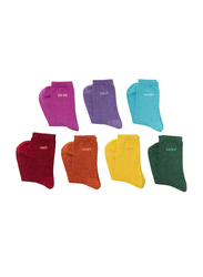 Biggdesign Moods Up Glitter Socket Socks Set for Women, 7 Pairs, Multicolour