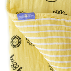 Milk & Moo Buzzy Bee Muslin Fiber Filled Baby Blanket, Yellow/Black/White