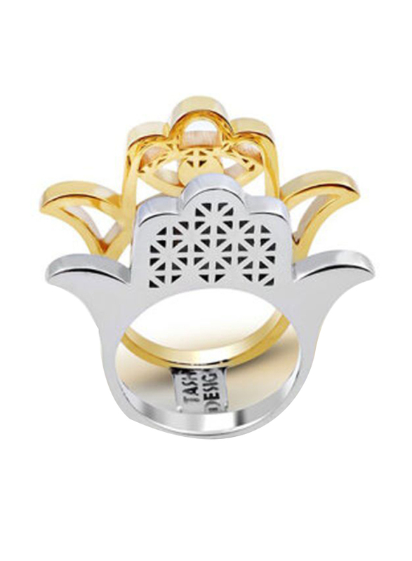 Tash Design 925 Sterling Silver Hamsa Fashion Ring for Women, Multicolour