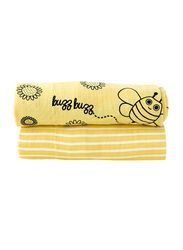 Milk & Moo 2-Piece Buzzy Bee Muslin Swaddle Baby Blankets, Yellow/Black/White