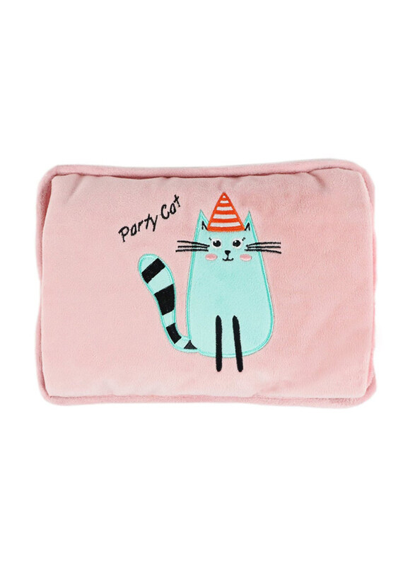 

BiggDesign Party Cat Electric Hot Water Bottle with Soft Cover Rechargeable Hot Water Bag, Pink