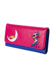 Biggdesign Owl and City Embroidered Flap Wallet for Women, Red/Blue