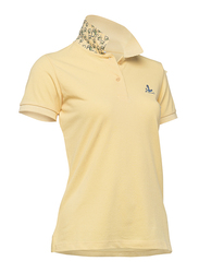 BiggDesign Anemoss Crab Pattern Short Sleeve Polo Neck T-Shirt for Women, Large, Yellow