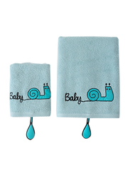 Milk & Moo 2-Pieces Sangaloz Baby Towels Set, Blue/Black