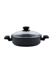 Korkmaz 26cm Ornella Aluminum Non-Stick Deep Round Pot with Lid, A1344, Black
