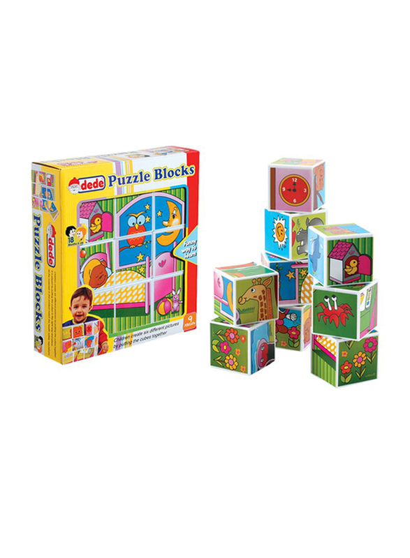 Dede Puzzle Blocks Set, 9 Pieces, Ages 1+, Multicolour