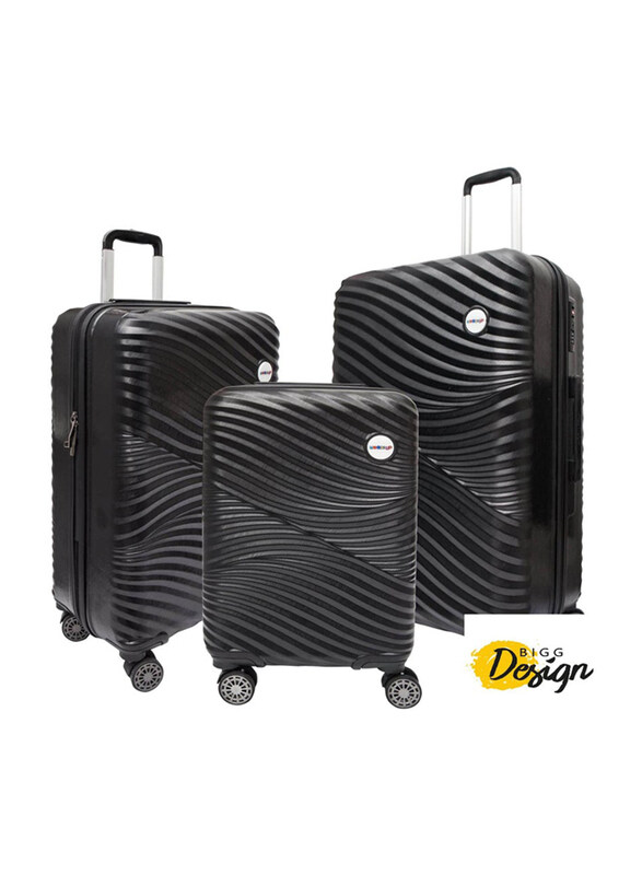 Biggdesign Eminent Moods Up Design Carry On Hard Case Travel Trolley Luggage Set of 3, Black