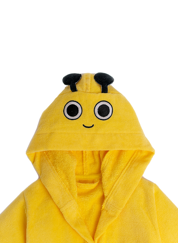 Milk&Moo Buzzy Bee Velvet Hooded Bathrobe, 2-4 Years, Yellow