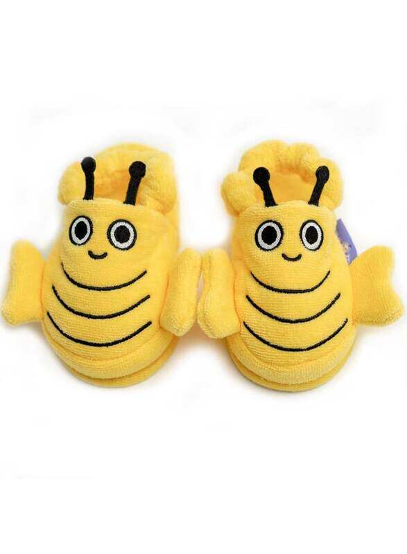 Milk & Moo Buzzy Bee 100% Cotton Toddler Slippers, 2-4 Years, Yellow