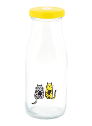 Biggdesign 320ml Cats Lemonade Glass Bottle, Yellow/Clear