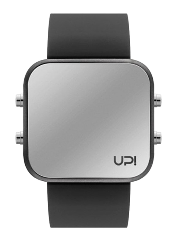 UpWatch Digital Watch Unisex with Silicone Band, Water Resistant, 1364, Black-Grey