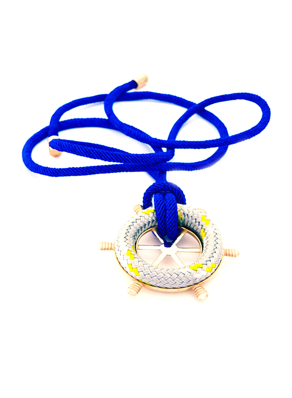 Biggdesign Bronze AnemosS Blue Rudder Design Pendant Necklace for Women, Multicolor
