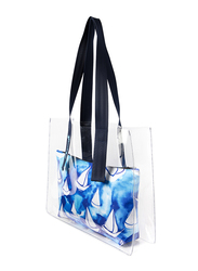 Anemoss Transparent See Through Sailboat Beach Tote for Women, Clear/Blue/White