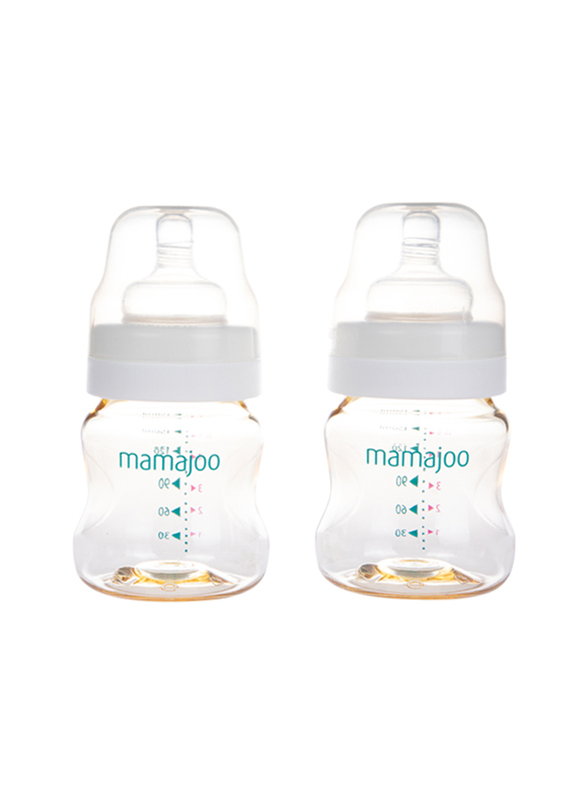 Mamajoo 2-Piece Double Baby Feeding Bottle Set, 150ml, Gold