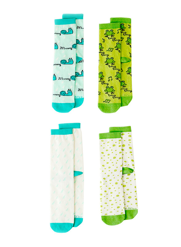 Milk & Moo Cacha Frog and Sangaloz Mother Socks for Women, 4 Pairs, Multicolour