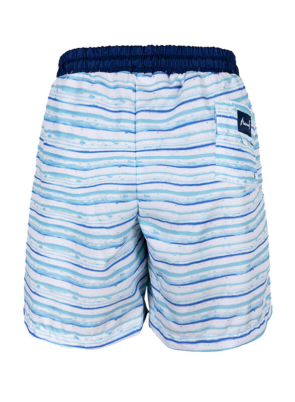 Anemoss Waves Swim Trunk Shorts for Men, S, White/Blue