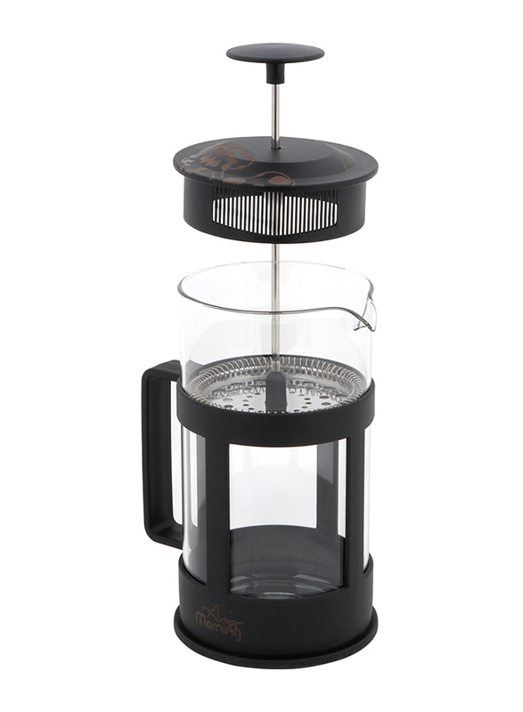 Any Morning 0.8L Plastic French Press Coffee and Tea Maker, FY04, Black