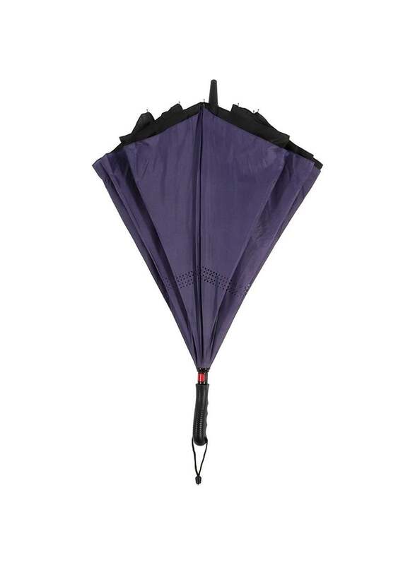 BiggDesign Moods Up 8 Ribs Reversable Umbrella, 43-inch, Black/Purple