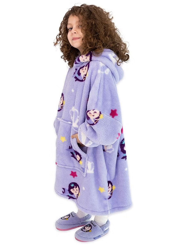 Milk & Moo Little Mermaid Wearable Hooded Blanket with Pouch, Purple