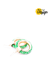 BiggDesign 925 Sterling Silver Anemoss Marine Hoop Earrings for Women, Green/White