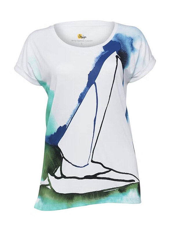 

Anemoss Sailboat T-Shirt for Women, L, White