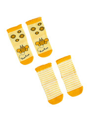 Milk & Moo Yellow Buzzy Bee and Pink Rabbit Chancing 4 In 1 Baby Socks, 12-24 Months, Multicolour