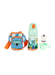 Milk & Moo Jungle Friends Steel Kids Water Bottle with Bag, 550ml, 3+ Years, Multicolour
