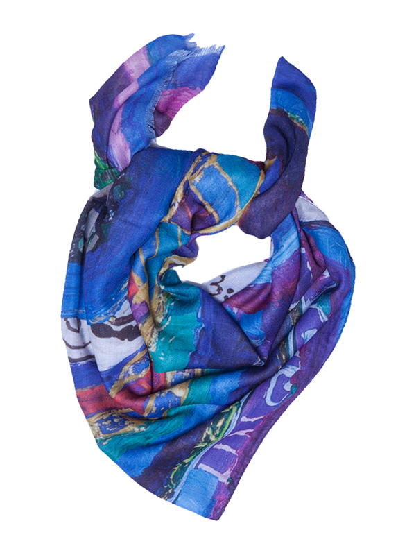Biggdesign Water Patterned Scarf for Women, Blue