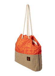 BiggDesign Moods Up Happy Jute Shoulder Bag for Women, Orange/Beige