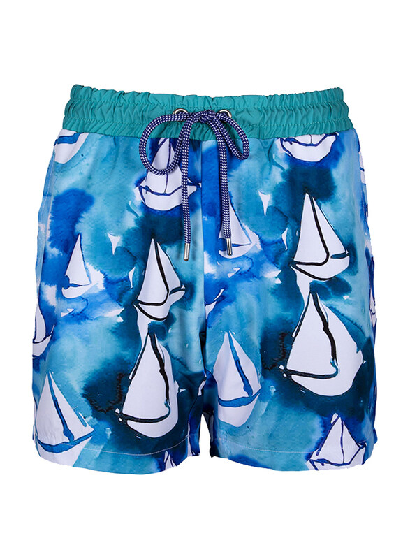 

Anemoss Sailboats Swim Trunk Shorts for Men, L, Blue