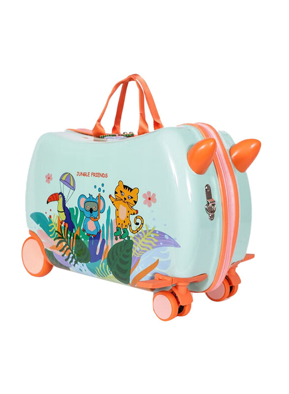 Milk&Moo Jungle Friends Kids Ride On Suitcase, Blue/Orange