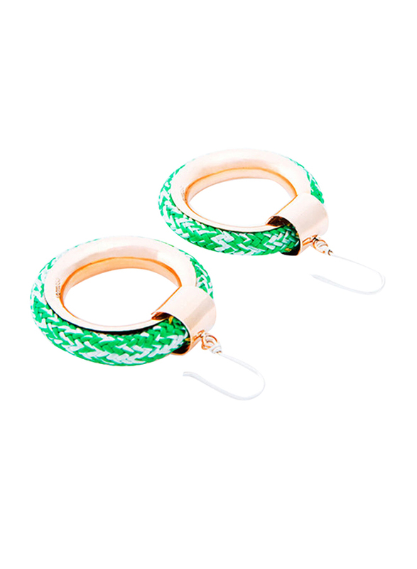 BiggDesign 925 Sterling Silver Anemoss Marine Hoop Earrings for Women, Green/White