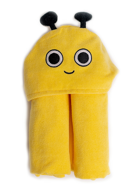 Milk&Moo Buzzy Bee Velvet Hooded Baby Towel for Kids, Yellow