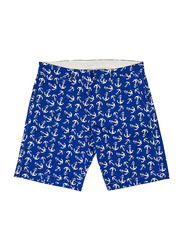 BiggDesign Anemoss Anchor Patterned Chino Shorts for Men, Extra Large, Blue