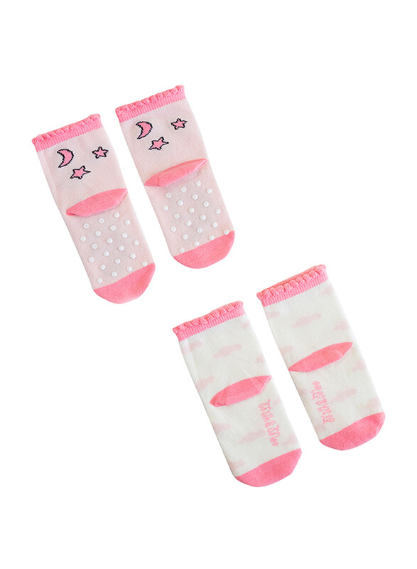 Milk & Moo Yellow Buzzy Bee and Pink Rabbit Chancing 4 In 1 Baby Socks, 12-24 Months, Multicolour