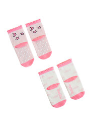 Milk & Moo Yellow Buzzy Bee and Pink Rabbit Chancing 4 In 1 Baby Socks, 12-24 Months, Multicolour