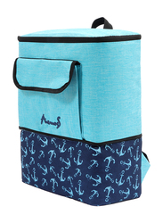 Anemoss Waterproof Double Deck Insulated Lunch Bag for Men and Women, 17 Liters, Blue/Dark Blue