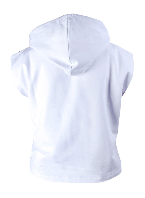 BiggDesign Anemoss Wave Patterned Sleeveless Hoodie for Women, Medium, Navy Blue/White/Green