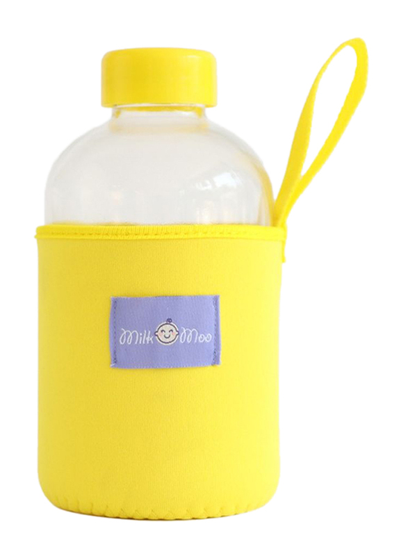 Milk & Moo Sailor Octopus Kids Glass Water Bottle, 600ml, Yellow