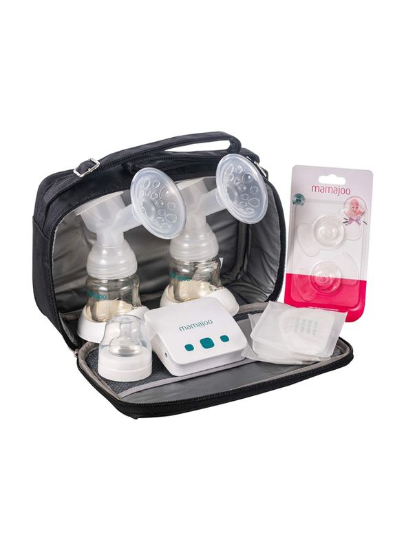 Mamajoo Electronic USB Double Breast Pump & Breastfeeding Set, White