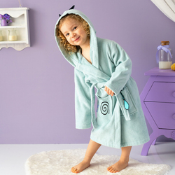 Milk & Moo Sangaloz Velvet Hooded Robe for Kids, Blue