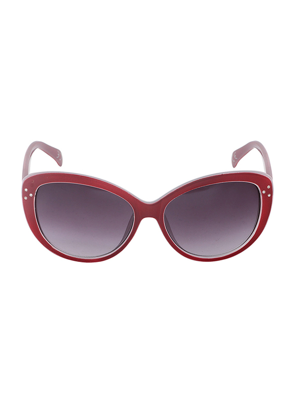 Xoomvision Full-Rim Cat Eye Red Sunglasses for Women, Black Lens, P124491