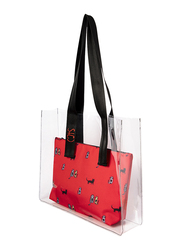 BiggDesign Cats Transparent Shopping Tote Bag for Women, Red
