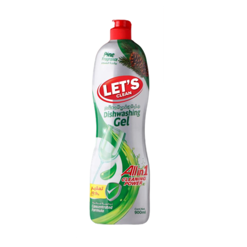 Let's Clean Dishwashing concentrated Gel -  Pine 900ml