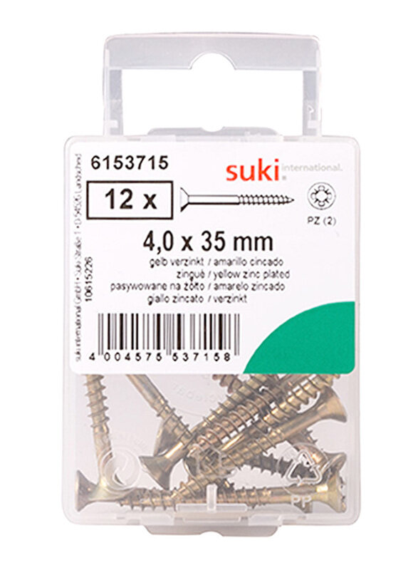 

Suki 3.5 x 0.4 cm 12-Piece Chipboard Screws, 6153715, Gold