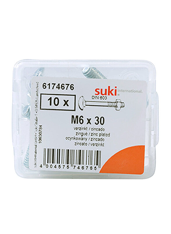 

Suki 30mm M6 Cup Square Screws, Silver