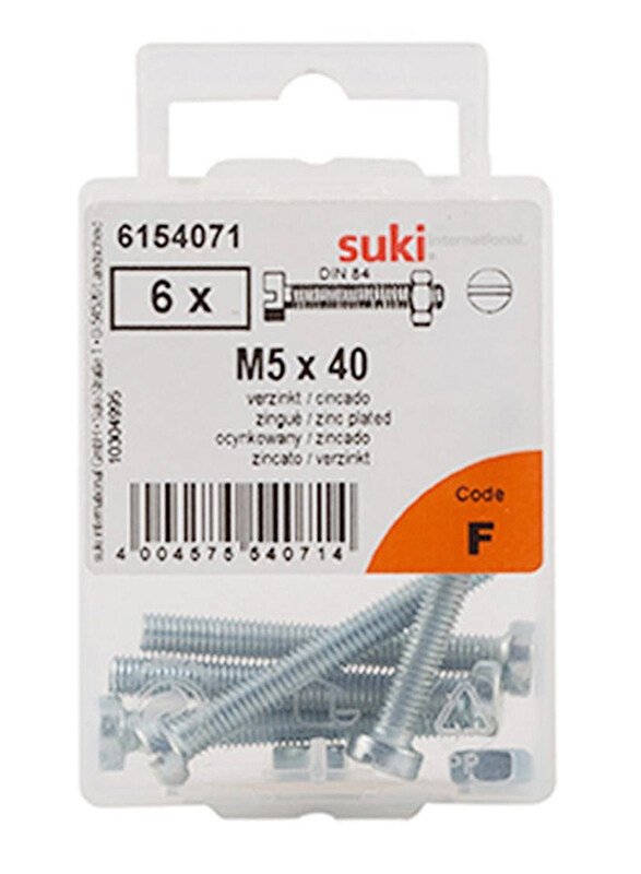 

Suki 50mm 6-Piece M5 Flat Head Countersunk Machine Screws, 6154071, Silver
